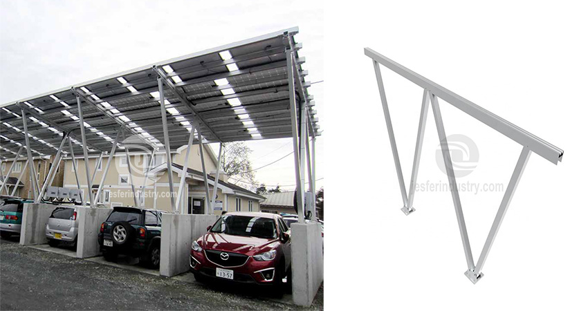 desenho da estrutura de montagem do painel solar da garagem